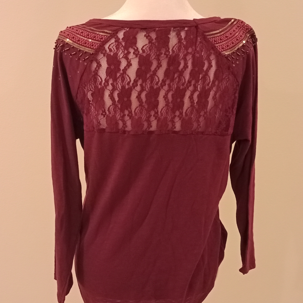 American Rag Maroon Long Sleeve Top - Picture 4 of 7